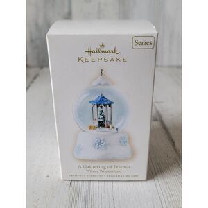 Hallmark a gathering of friends Winter Wonderland mini snow globe ornament Xmas